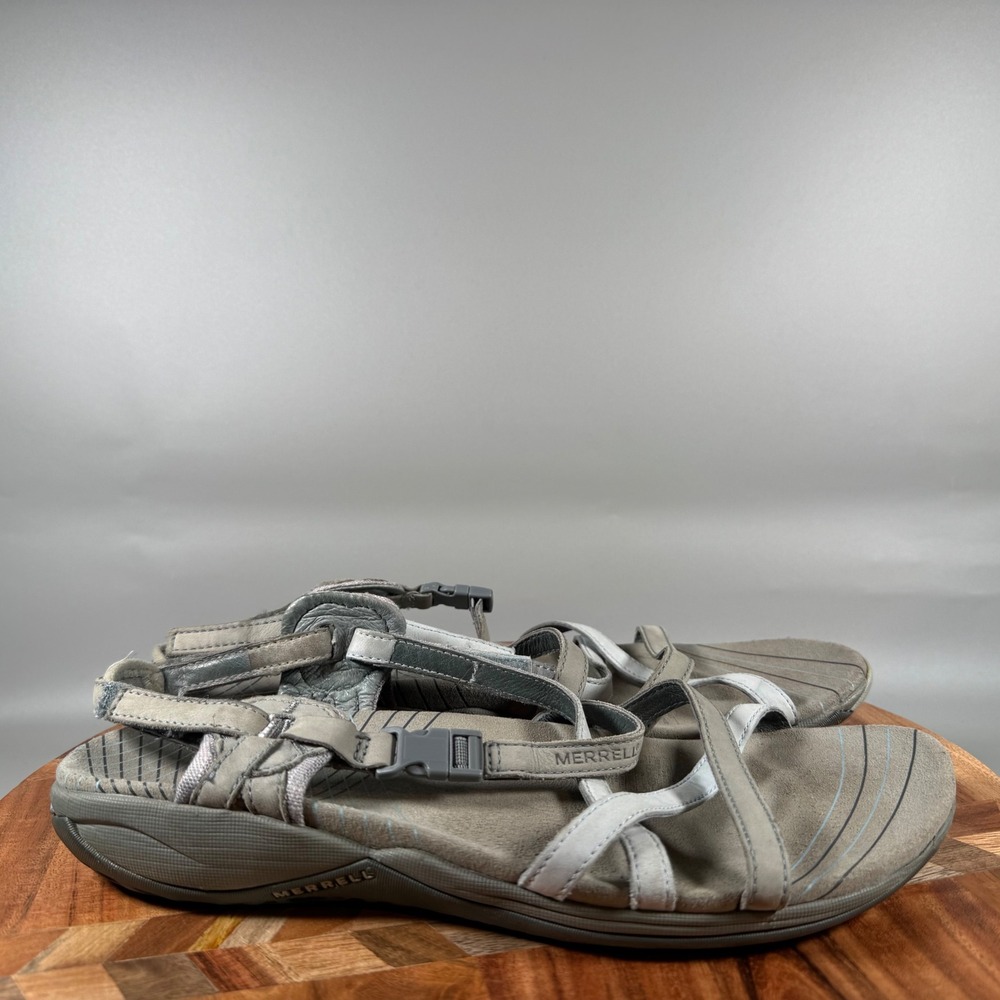 Merrell Terran‎ Lattice II Womens Sandals Taupe Gray Leather Strappy Hiking 10